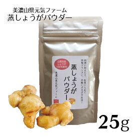 【蒸しょうが パウダー 25g】国産 岐阜県産 美濃山県元気ファーム｜ショウガオール 無添加 無着色 粉末 乾燥野菜 ショウガ 生姜 ジンジャー 時短レシピ 簡単 冷え性 無農薬 ポカポカ 冷え性対策 冬 お取寄せグルメ【代引き不可】【メール便】アイディアレシピ 紅茶