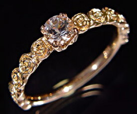 K18 モルガナイト バラモチーフ リング 「rosa」 指輪 ゴールド 18K 18金 薔薇 ローズ 花 刻印 文字入れ メッセージ ギフト 贈り物 ピンキーリング対応可能