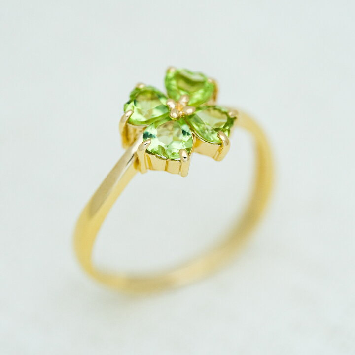 楽天市場】ポイント5倍 リング ペリドット クローバーモチーフ 