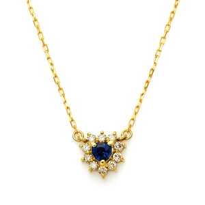 OPEN23周年ポイント3倍 ネックレスブルーサファイア ダイヤモンド 「Pure」 ハートモチーフ ゴールド K18 プラチナ900・K10選択可 アズキチェーン