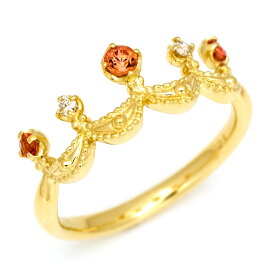 週末限定500円クーポン リング オレンジサファイア ダイヤモンド 「regina」 ゴールド K18 プラチナ900・K10選択可