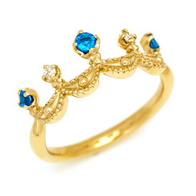 週末限定500円クーポン リング ネオンブルーアパタイト ダイヤモンド 「regina」 ゴールド K18 プラチナ900選択可