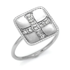 K18 ダイヤモンド リング 「greco」 指輪 ゴールド 18K 18金 ダイアモンド クロス 十字架 誕生日 4月誕生石 刻印 文字入れ メッセージ ギフト 贈り物 ピンキーリング対応可能