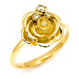 K18 バースストーン ローズ リング 「la vie en rose」 指輪 ゴールド 18K 18金 バラ 薔薇 フラワー 花 誕生石 バースストーン 刻印 文字入れ メッセージ ギフト 贈り物 ピンキーリング対応可能