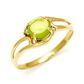 ポイント5倍 リング ペリドット ダイヤモンド カボション ゴールド K10 プラチナ900・K18選択可 クリスマス Xmas