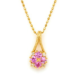ペンダントトップ ピンクサファイア ダイヤモンド 「bouquet」 ゴールド K18 母の日