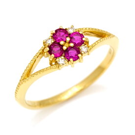 週末限定500円クーポン リング ルビー ダイヤモンド 「bouquet」 ゴールド K18 プラチナ900・K10選択可 クリスマス Xmas