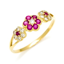 週末限定500円クーポン リング ルビー ダイヤモンド フラワー 「parterre」 ゴールド K18 プラチナ900・K10選択可 クリスマス Xmas