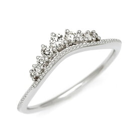 K18 ダイヤモンド ティアラ リング 「tiara」 ダイアモンド 4月誕生石 指輪 18K 18金 ゴールド ピンクゴールド ホワイトゴールド ピンキーリング 王冠 ミル打ち 贈り物 ギフト プレゼント 母の日