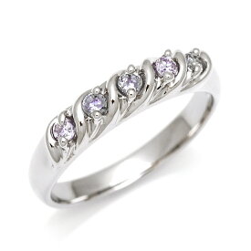 週末限定500円クーポン リング ラベンダーキュービックジルコニア シルバー925