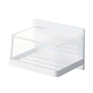 tower タワー(山崎実業) マグネットバスルームカバー付きソープトレー 磁石式 石鹸トレー 石鹸置き 石鹸台 ふた付き 衛生的 石鹸長持ち