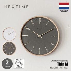 NEXTIME ネクスタイム Thin M シン エム Japandi Series (掛時計/スイープムーブメント) NXT-J008 NXT-J009 / 掛け時計 ウォールクロック スイープセコンド 音がしない 壁掛け時計 エレガント 天然木