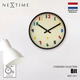 NEXTIME ネクスタイム Bit ビット NXT-7371 ウォールクロック スイープムーブメント スイープセコンド 音がしない 壁掛け時計 レトロゲーム 8ビット