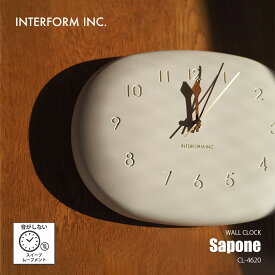 INTERFORM インターフォルム Sapone サポーネ ウォールクロック (掛時計) CL-4620 / 楕円 掛け時計 壁掛け時計 スイープムーブメント スイープセコンド 音がしない