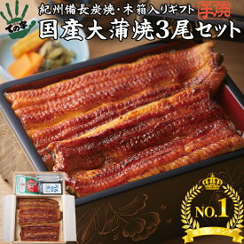 うなぎ 鰻 国産 プレゼント ギフト 紀州備長炭 450g（150g×3尾） ての字 木箱入り 送料無料 手焼き 保存料不使用 熨斗対応 お歳暮 お年賀 お誕生日 お取り寄せ 贈り物 お祝い 内祝い