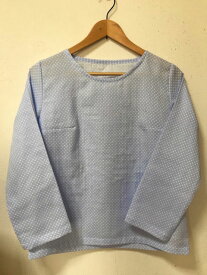 ・【大きいサイズ3L】水玉ダブルガーゼ長袖Tシャツ(ピンク・ブルー)