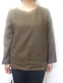・【大きいサイズ5L】フレンチ・リネン長袖Tシャツ(6色)