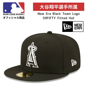 mMLBinmJĕI菊nmT[XEG[XnmNEW ERAnm{nj[G Lbv Xq Los Angeles Angels New Era Black Team Logo 59FIFTY Fitted Hat 