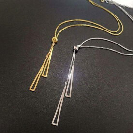 ロングネックレス ヴィンテージ ドロップ Y ロングチェーン タッセル プルネックレス 中空 三角形