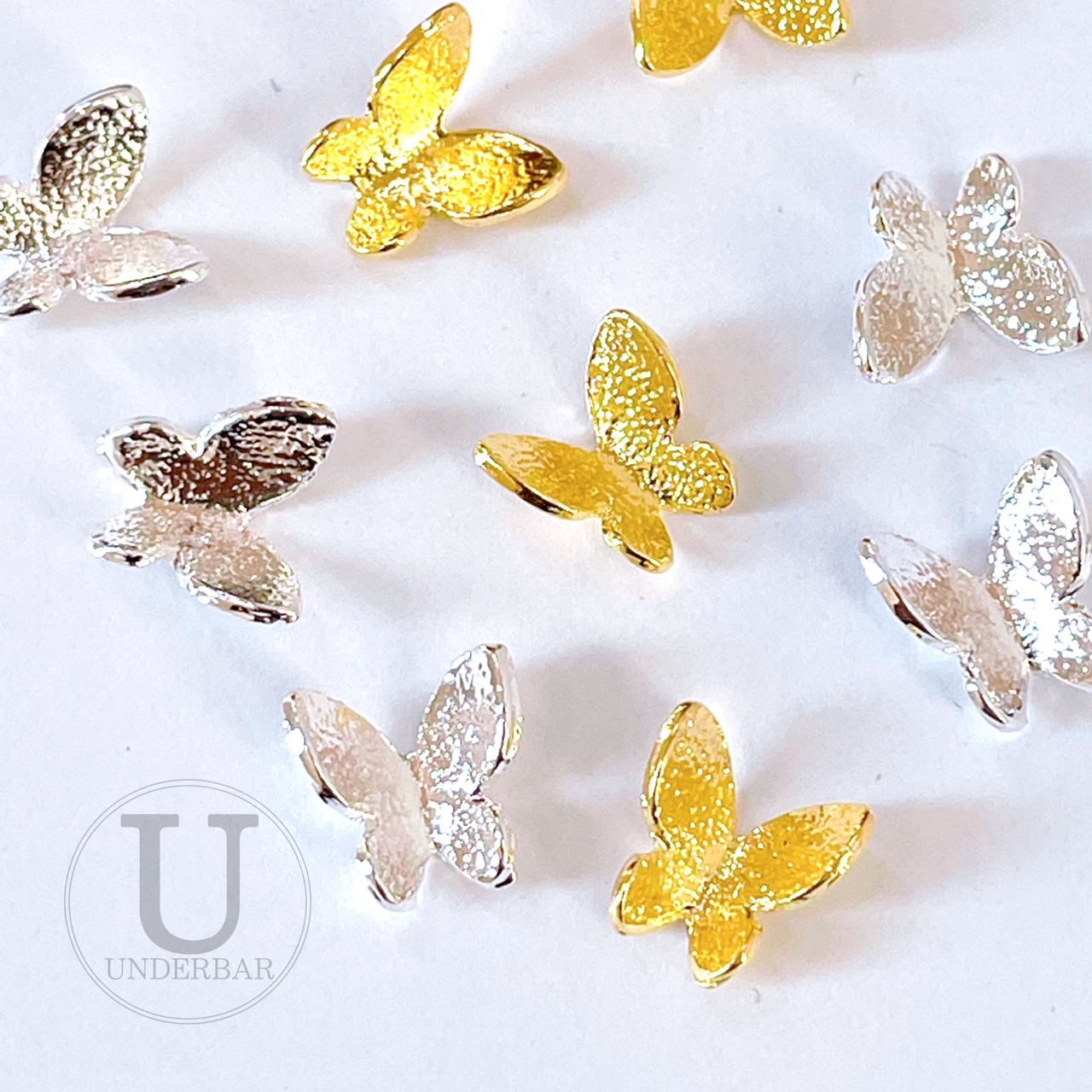 ネイルパーツ 蝶 バタフライ 韓国 蝶々 金銀10個セット ゴールド シルバー