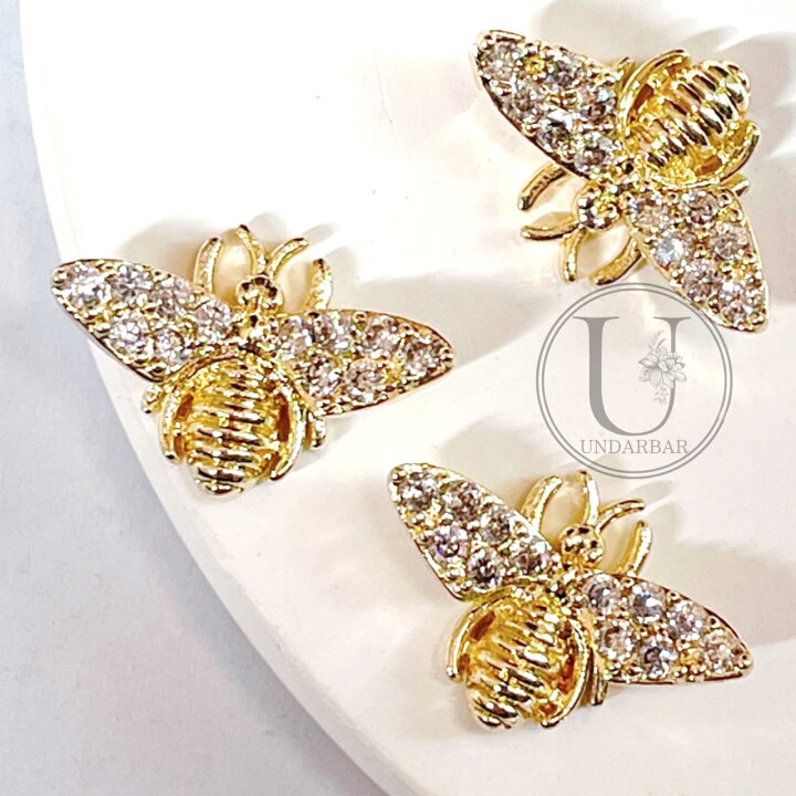 ジルコニア ネイルパーツ 1個入 蜂 ゴージャス ジュエリー ゴールド HONEYBEE みつばち デザイン ネイルチャーム 韓国ネイル セルフネイル ピアス zilconia ハンドメイドパーツ UNDARBAR ジルコニア ネイルパーツ 1個 揺れるスウィング ジュエリー ゴールド デザイン ネイルチャーム 韓国ネイル セルフネイル ピアス zilconia ハンドメイドパーツ