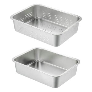 Asdays ステンレスバット バット 調理器具 水切り ステンレス 揚げ物 鍋 四角 網