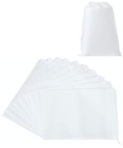 Chocople 巾着 不織布 収納 10枚入り ラッピング 収納 袋 (白, 25×35cm)
