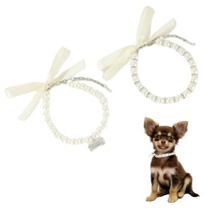 Sunny Glow ペット 首輪 猫 犬 用 ネックレス キラキラ リボン 可愛い 軽量 調節可能 ファッション小物 おしゃれ 着飾り アクセサリー 誕生日 記念日 2個セット