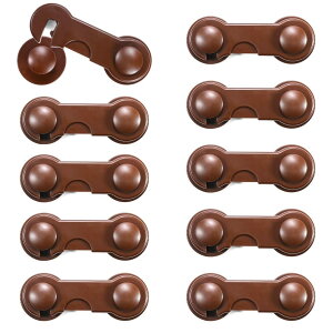 HAPPY SUGAR ドア ロック 扉 引き出し ストッパー ポータブルドア ロック ブラウン 冷蔵庫 食器棚