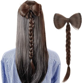 【本日限定！最大5%OFF対象】 髪飾り リボン ポニーテール クリップ ヘアクリップ 三つ編み 巻き髪 シニヨン つけ毛 部分ウィッグ ポイントウィッグ 簡単装着 ウィッグ 人工毛 七五三 浴衣 着物 和装 入園 卒園 発表会 子供 キッズ ダンス フラダンス