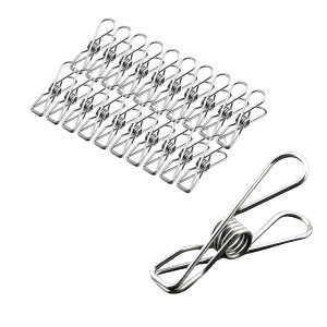 Akaaka 洗濯ばさみ 洗濯バサミ ステンレス 強力 おしゃれ 防風洗濯ばさみ 室内 室外 洗濯物干しピンチ 物干し シルバー 20個セット Mサイズ