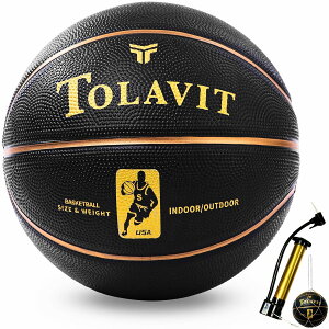 TOLAVIT バスケットボール 7号 ボール入れ 空気入れ 付き 屋外 屋内 basketball バスケ 練習 トレーニング 初心者 中級者