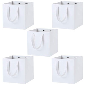 ideamall 紙袋 厚手 正方形 ギフトバッグ マチ広 ギフト用 20×20×20cm 5枚セット