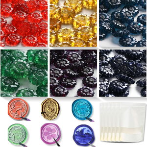 【6色 ひまわりワックス 半透明 シーリングワックス】赤 黄 青 緑 紫 ネイビー シーリングスタンプ 封蝋 手紙 レター 結婚式 招待状