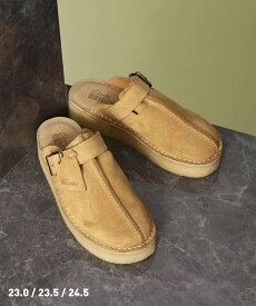 Clarks TrekWedge Mule Mid Tan Sde(26175870)【クラークス トレックウェッジミュール ミッドタンスエード】国内正規品 レディース ウィメンズ サンダル シューズ フットウェア 靴 ストリート カジュアル シンプル ナチュラル ブラウン 23/23.5/24.5cm 24SS 新作