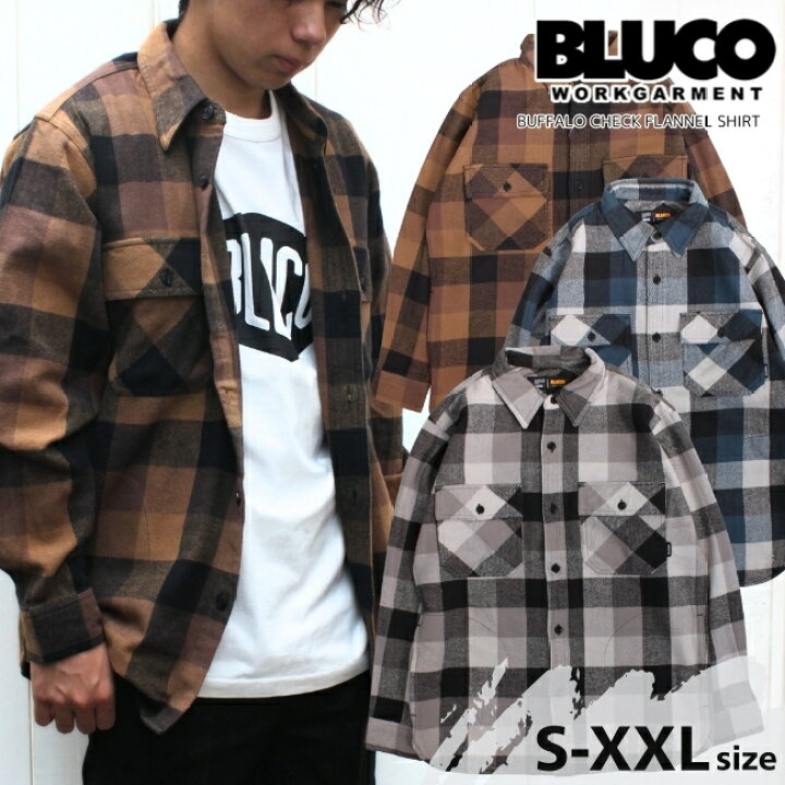 楽天市場】セール BLUCO ブルコ ネルシャツ バッファローチェック 
