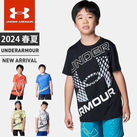 ☆ネコポス アンダーアーマー ジュニア Tシャツ 半袖 丸首 UA テック スーパービッグロゴ ショートスリーブ シャツ ルーズ 吸汗速乾 抗菌防臭 背面メッシュ 通気性 伸縮性 通学 クラブ 部活 トレーニング カジュアル ボーイズ 男の子 UNDER ARMOUR 1384684 あす楽 対応可