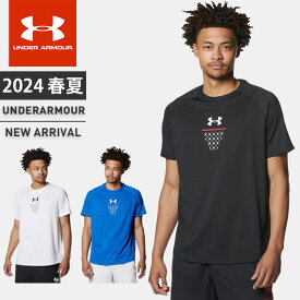 ☆ネコポス アンダーアーマー メンズ Tシャツ 半袖 丸首 UA テック ロゴ ショートスリーブ シャツ ルーズ 吸汗速乾 抗菌防臭 伸縮性 リブ仕様 軽量 バスケットボール トレーニング ジム UNDER ARMOUR 1384722 あす楽 対応可