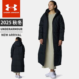 ☆アンダーアーマー レディース アウター ベンチコート ダウン ジャケット ジップアップ 長袖 フード付 UA インサレーテッド ロングジャケット ルーズ 防寒 中綿 起毛 ストーム はっ水 軽量 快適 ポケット付 トレーニング 観戦 移動 ウォームアップ UNDER ARMOUR 6007725