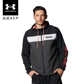 【アウトレット】公式 アンダーアーマー UNDER ARMOUR UA メンズ トレーニング ウインドブレーカー スポーツスタイル ノベルティ 1376155 長袖 ジップアップ フーディー アウター メッシュ ロゴ ポケット 撥水 アウトドア スポーツ ジム 運動 部活