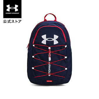 公式 アンダーアーマー UNDER ARMOUR UA ハッスル スポーツ トレーニング ユニセックス 1364181 バッグ バックパック リュック リュックサック メンズ レディース 撥水 耐久 30L ロゴ ロゴプリント ネイビー レッド ホワイト 紺 赤 白 ポケット 旅行 通学