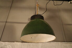 SALE industrial Pendant Lamp/インダストリアル ペンダントランプ 工業系 照明 ライト フランス Antique/アンティーク 北欧家具 ミッドセンチュリー家具 カフェ 電気 グリーン/緑 アイアン 鉄 スチール 3【中古品】