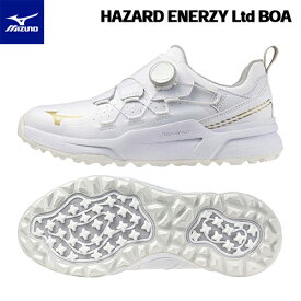 MIZUNO 【 ミズノ 】HAZARD ENERZY Ltd BOA ゴルフ シューズ 51GM2500 50 ホワイト×ゴールド 【 2025年モデル 】 ハザードエナジー リミテッド ボア 3E相当 スパイクレス BOA 防水 メンズ 【 ミズノ シューズ 】