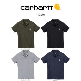 Carhartt(カーハート)ポロシャツ 半袖 速乾 スポーツ 無地 ポケット メンズ 103569