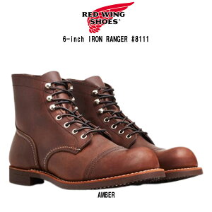 RED WING(���b�h�E�B���O)�A�C�A�������W���[ �u�[�c �v ���U�[ �A���o�[ �u���E�� �����Y ���[�X�A�b�v �v�C �j���p 6-inch IRON RANGER #8111