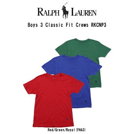 POLO RALPH LAUREN(ポロ ラルフローレン)クルーネック Tシャツ 3枚セット お買い得 パック 下着 肌着 キッズ 子供用 ボーイズ Boys Classic Fit RKCNP3