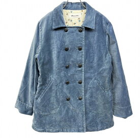 【中古】[印象AB] Fassette ジャケット レディース LL XL (13AR) ブルー 綿など ボタン留め 内ポケット無し 中綿入り クローバー柄のキルティング裏地 ベルベット フロッキー生地 長袖