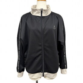 【開催予定＼Black Friday|ブラックフライデー|11/20(木)20時00〜／期間中使える最大2千円OFFクーポン配布中】【中古】ロペピクニック ROPE PICNIC ジャージジャケット ハイネック 袖にロゴテープ 長袖 ポリ100% LL XL ブラック 黒×ベージュ レディース