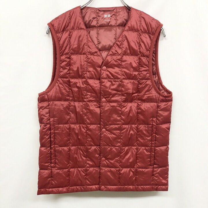 楽天市場 中古 Uniqlo ユニクロ S メンズ ウルトラライトダウンジャケット ベスト ノースリーブ Vネック ナイロン100 ダウン90 フェザー10 赤茶系 Undo Rowa 楽天市場店