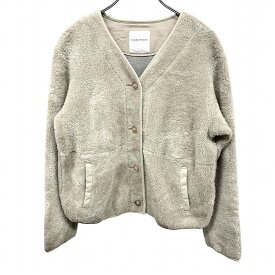 【開催予定＼Black Friday|ブラックフライデー|11/20(木)20時00〜／期間中使える最大2千円OFFクーポン配布中】【中古】ヒューマンウーマン HUMAN WOMAN ボアカーディガン Vネック カットソー 長袖 無地 ボタン留め アクリル×綿 M ベージュ レディース